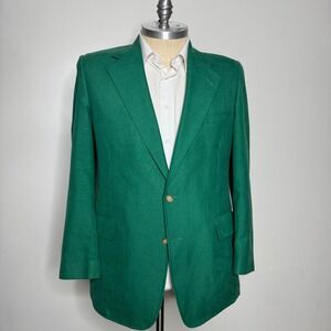 Vintage‎ Shawn Thomas Hughes Bros. Tailored 44R Green Blazer Sport Coat Menswear